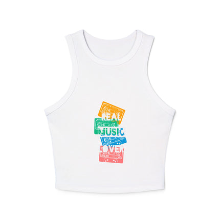 Damen Micro Rib Racer Tank Top mit Typografie-Motiven