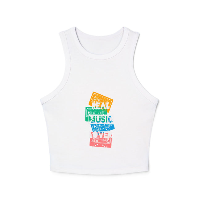 Damen Micro Rib Racer Tank Top mit Typografie-Motiven