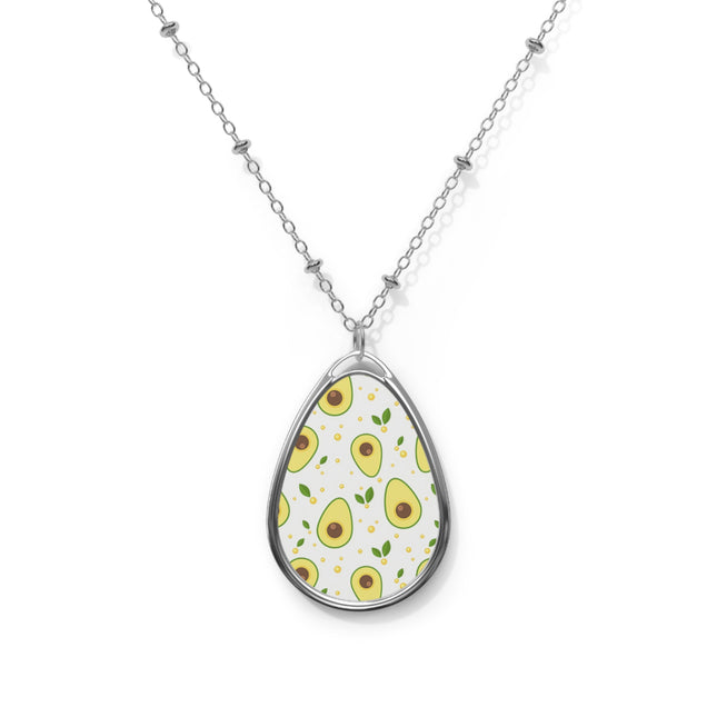 Süße Avocado Muster Design Themen Oval Halskette 