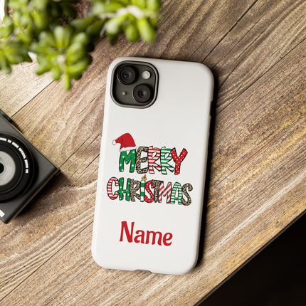 Merry Christmas Phone Case — Festive Santa Hat & Candy Cane Design Tough Case