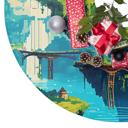Scenery of Floating Islands design themed Christmas Tree Skirts