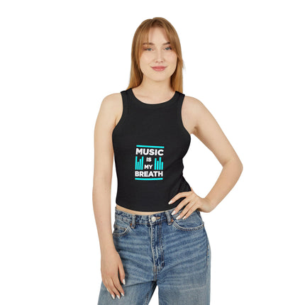 Damen Micro Rib Racer Tank Top mit Typografie-Motiven