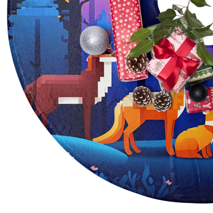 Fox group in Night view design themed Christmas Tree Skirts