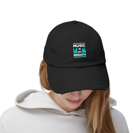 Unisex Distressed Cap mit Typografie-Motiven 