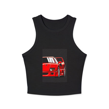 Damen Micro Rib Racer Tank Top mit Auto-Enthusiasten-Motiv