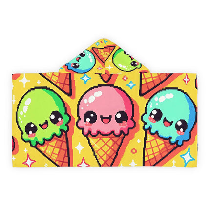 Group of Cone ice cream design themed Youth Hooded Towel