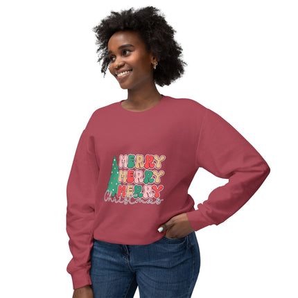 Christmas themed Unisex Lightweight Crewneck Sweatshirt