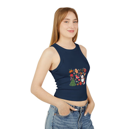 Christmas themed Women's Micro Rib Racer Tank Top