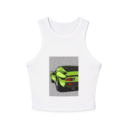 Damen Micro Rib Racer Tank Top mit Auto-Enthusiasten-Motiv