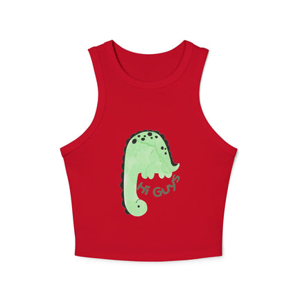 Hi Guys green dino Graphic designed Women's Micro Rib Racer Tank Top