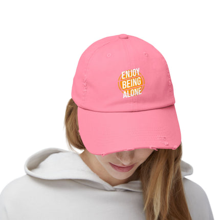 Unisex Distressed Cap mit Typografie-Motiven 