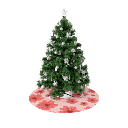 Cute Red Floral Pattern design themed Christmas Tree Skirts