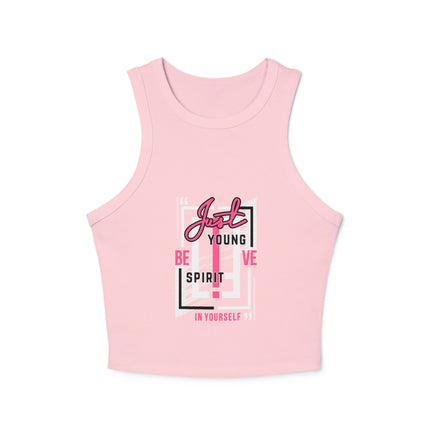 Damen Micro Rib Racer Tank Top mit Typografie-Motiven
