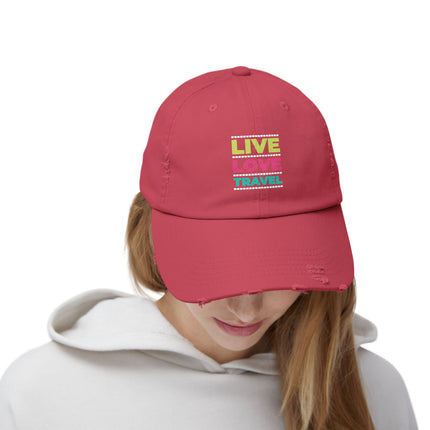 Unisex Distressed Cap mit Typografie-Motiven 