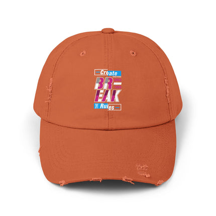 Unisex Distressed Cap mit Typografie-Motiven 