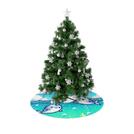 Cute 2 Whale design themed Christmas Tree Skirts