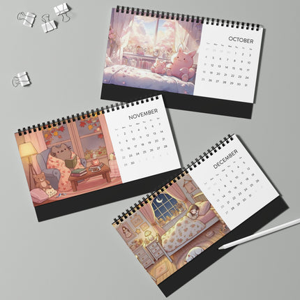 2026 Enchanted Dream Desktop Calendar — Kawaii Art Grid Planner
