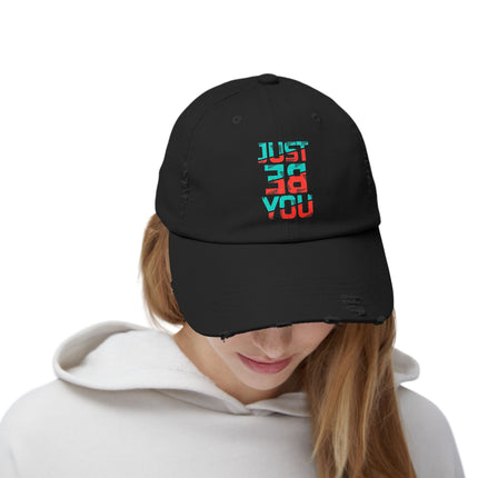 Unisex Distressed Cap mit Typografie-Motiven 
