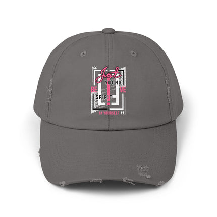 Unisex Distressed Cap mit Typografie-Motiven 