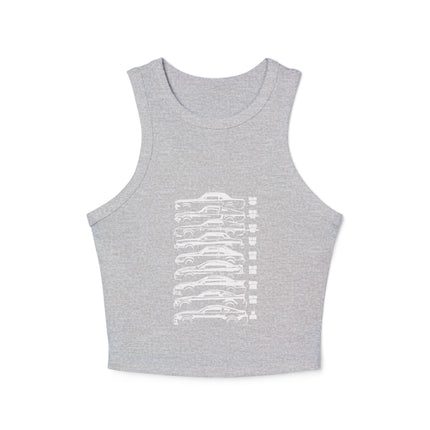 Damen Micro Rib Racer Tank Top mit Auto-Enthusiasten-Motiv