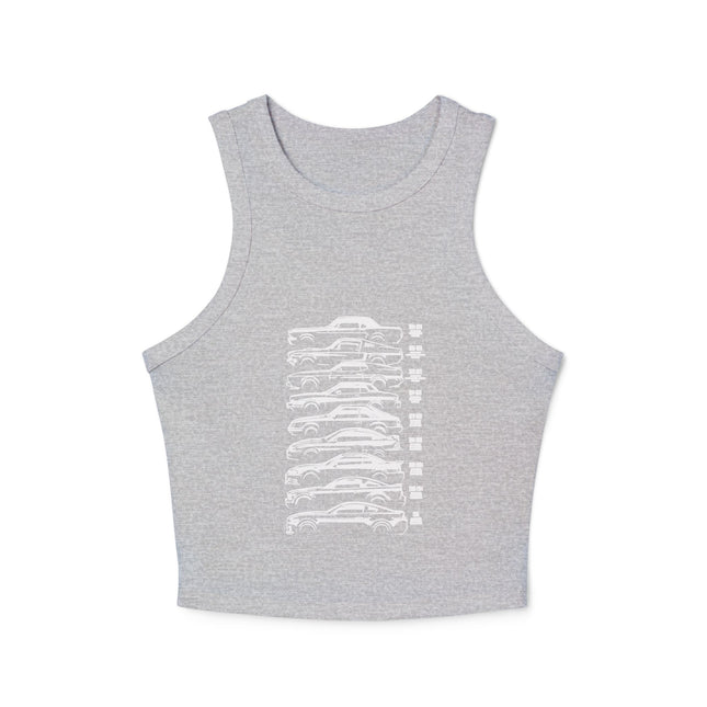 Damen Micro Rib Racer Tank Top mit Auto-Enthusiasten-Motiv