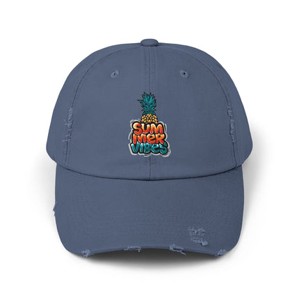 Unisex Distressed Cap mit Typografie-Motiven
