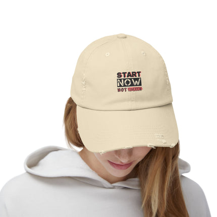 Unisex Distressed Cap mit Typografie-Motiven 