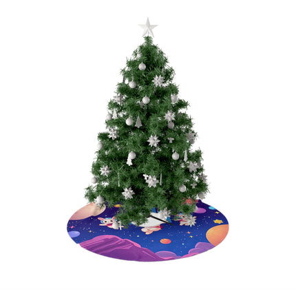 Adorable Bunnies in Space design themed Christmas Tree Skirts