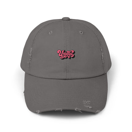 Unisex Distressed Cap mit Typografie-Motiven 