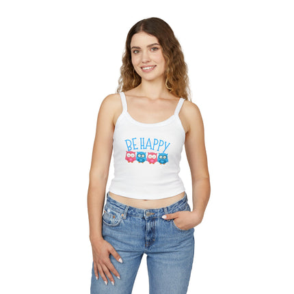 Be Happy Graphic designed Women's Spaghetti Strap Tank Top