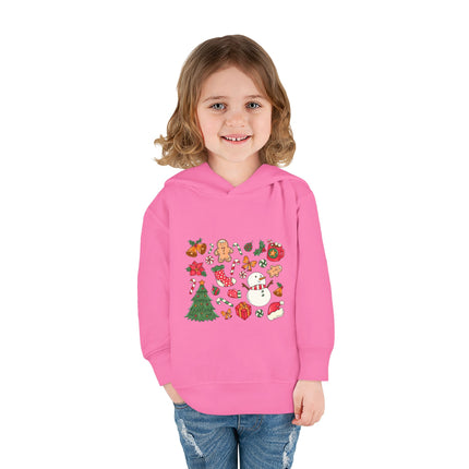 Christmas themed Toddler Pullover Fleece Hoodie