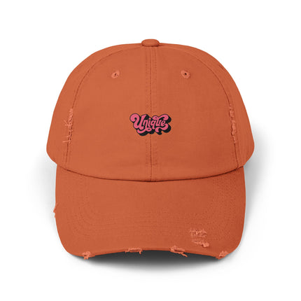 Unisex Distressed Cap mit Typografie-Motiven 
