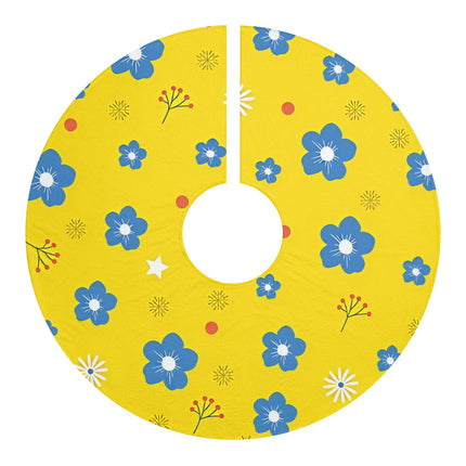 Yellow Floral Design themed Christmas Tree Skirts