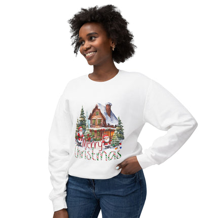 Christmas themed Unisex Lightweight Crewneck Sweatshirt
