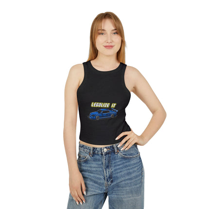 Damen Micro Rib Racer Tank Top mit Auto-Enthusiasten-Motiv