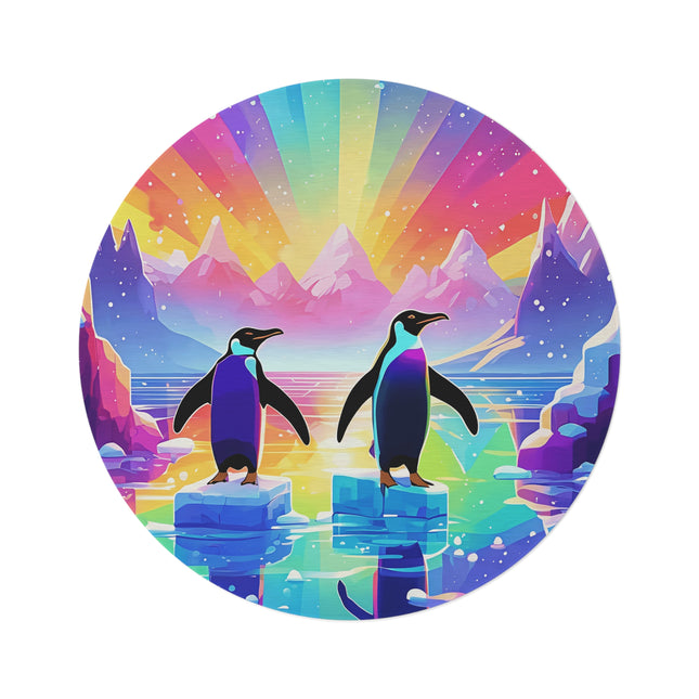 Niedlicher runder Teppich mit 2 Pinguinen, die das Design genießen 
