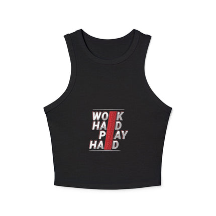 Damen Micro Rib Racer Tank Top mit Typografie-Motiven
