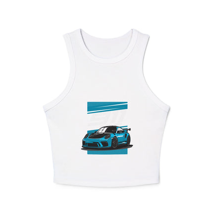 Damen Micro Rib Racer Tank Top mit Auto-Enthusiasten-Motiv