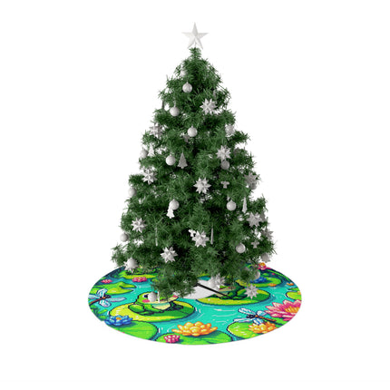 Cute 2 Frogs  design themed Christmas Tree Skirts