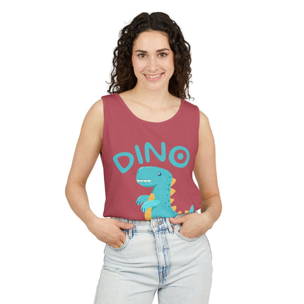 Blue Dino Tank Top — Cute Dinosaur Graphic Tank