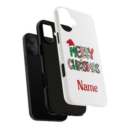 Merry Christmas Phone Case — Festive Santa Hat & Candy Cane Design Tough Case