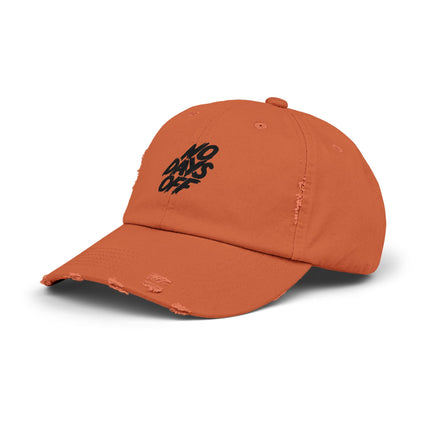 Unisex Distressed Cap mit Typografie-Motiven 