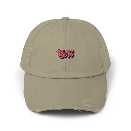 Unisex Distressed Cap mit Typografie-Motiven 