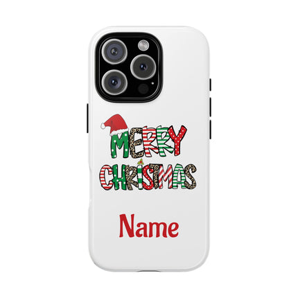 Merry Christmas Phone Case — Festive Santa Hat & Candy Cane Design Tough Case