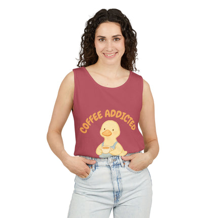 Coffee Addicted Graphic design Unisex Garment-Dyed Tank Top