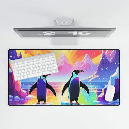 Niedliche Schreibtischmatten mit 2 Pinguinen, die das Design genießen 