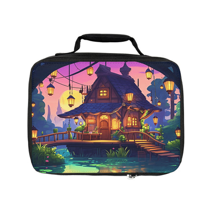 Lunchtasche mit wunderschönem Hausmotiv und Teichmotiv 
