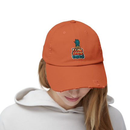 Unisex Distressed Cap mit Typografie-Motiven