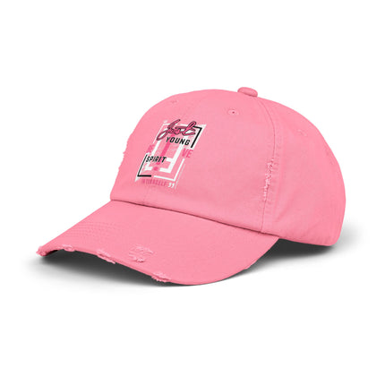 Unisex Distressed Cap mit Typografie-Motiven 