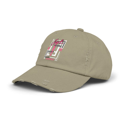 Unisex Distressed Cap mit Typografie-Motiven 